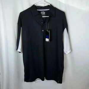 Second Skin Athleisure Athletic Golf Polo‎ Shirt NWT Black White Large GS40